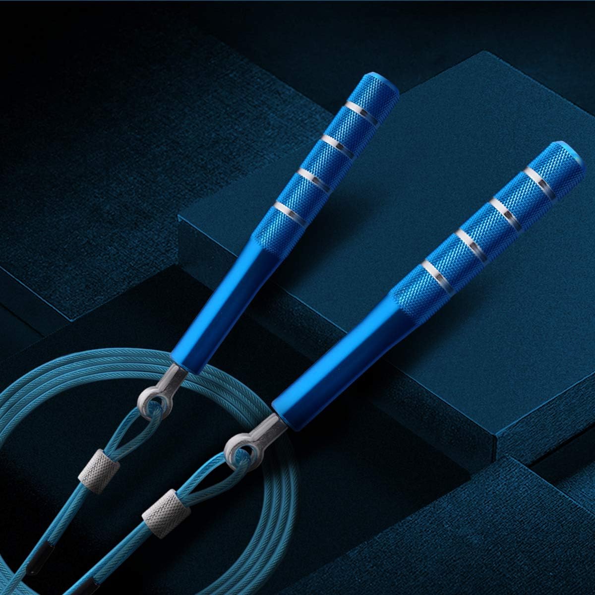 Springseil, Wastou Speed Springseil für Fitness-Übungen, verstellbares Springseil für Erwachsene für Männer, Frauen, Kinder, Mädchen Blau