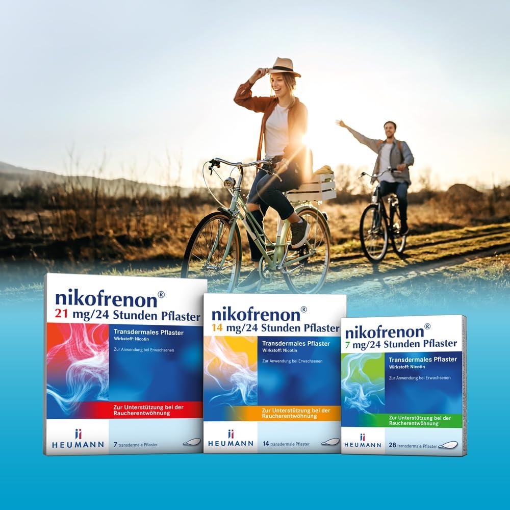 nikofrenon 21 mg/24 Stunden Pflaster - Nikotin-Pflaster zur Unterstützung der Raucherentwöhnung, mindert Entzugserscheinungen bei Nikotin-Abhängigkeit, transdermale Pflaster, 24h Wirkung, 14 St 14 Stück (1er Pack) 21 mg
