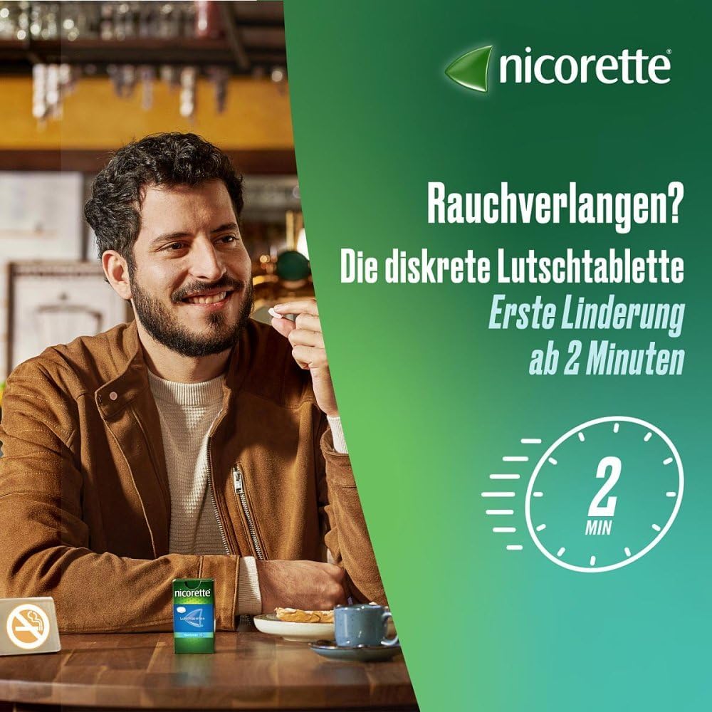 NICORETTE Lutschtabletten mit 2 mg Nikotin – freshmint Geschmack – diskret mit dem Rauchen aufhören – für Raucher von bis zu 20 Zigaretten/Tag – 160 St.